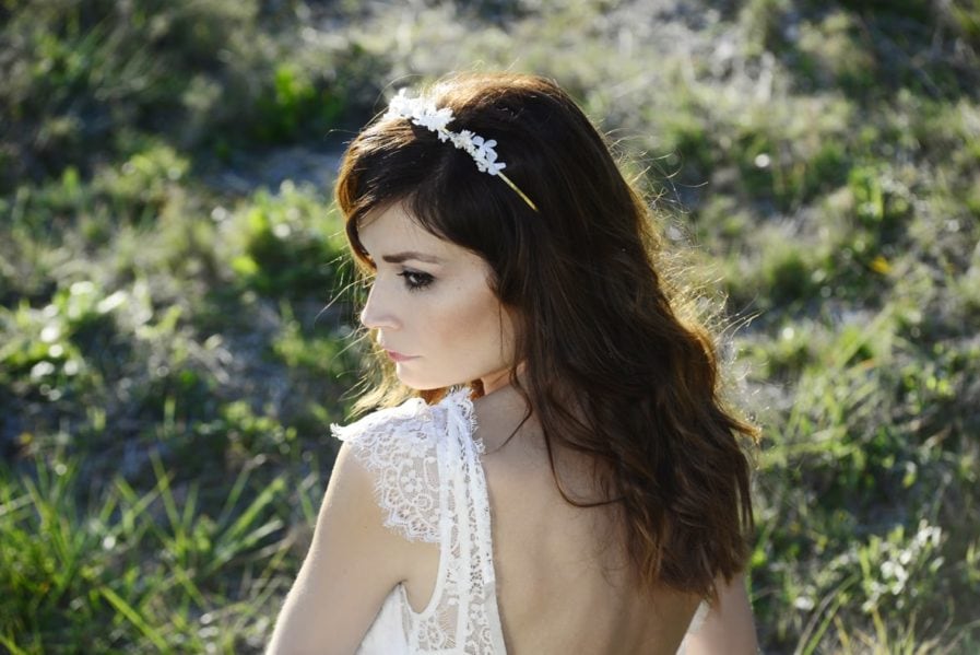 Headband de mariage Candide en fleurs naturelles - Accessoire mariage en fleurs séchées et stabilisées - Les Fleurs Dupont