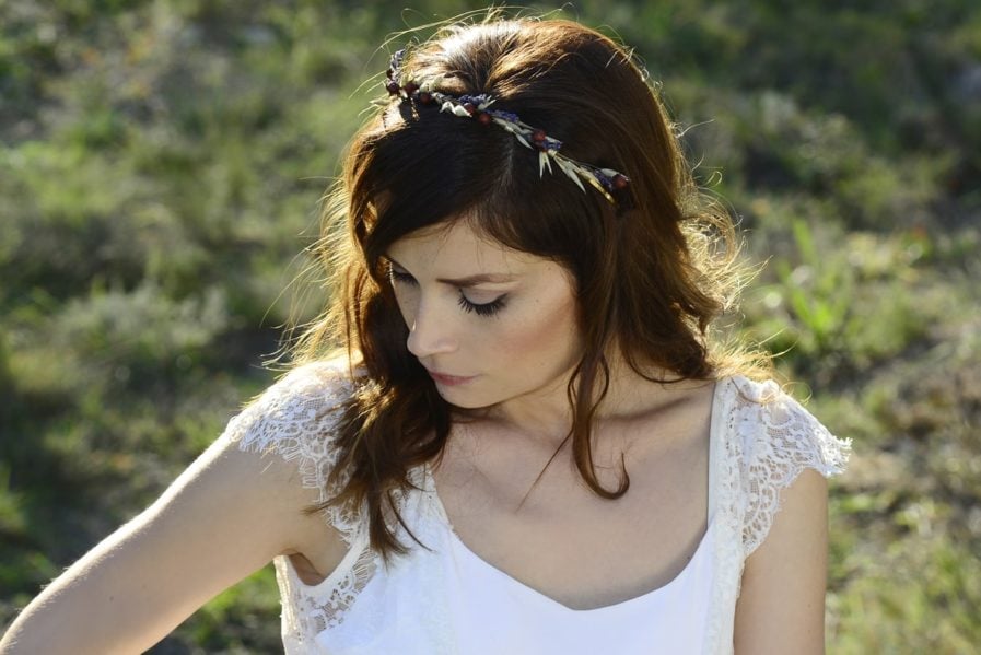 Headband de mariage Cérès en fleurs naturelles - Accessoire mariage en fleurs séchées et stabilisées - Les Fleurs Dupont