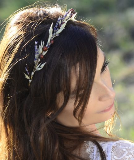 Headband de mariage Cérès en fleurs naturelles - Accessoire mariage en fleurs séchées et stabilisées - Les Fleurs Dupont