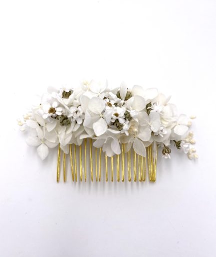 Peigne de mariée Candide en fleurs séchées et stabilisées