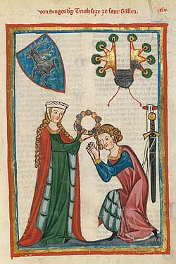 Porter une couronne de fleurs au Moyen ÂgeCodex_Manesse_Ulrich_von_Singenberg