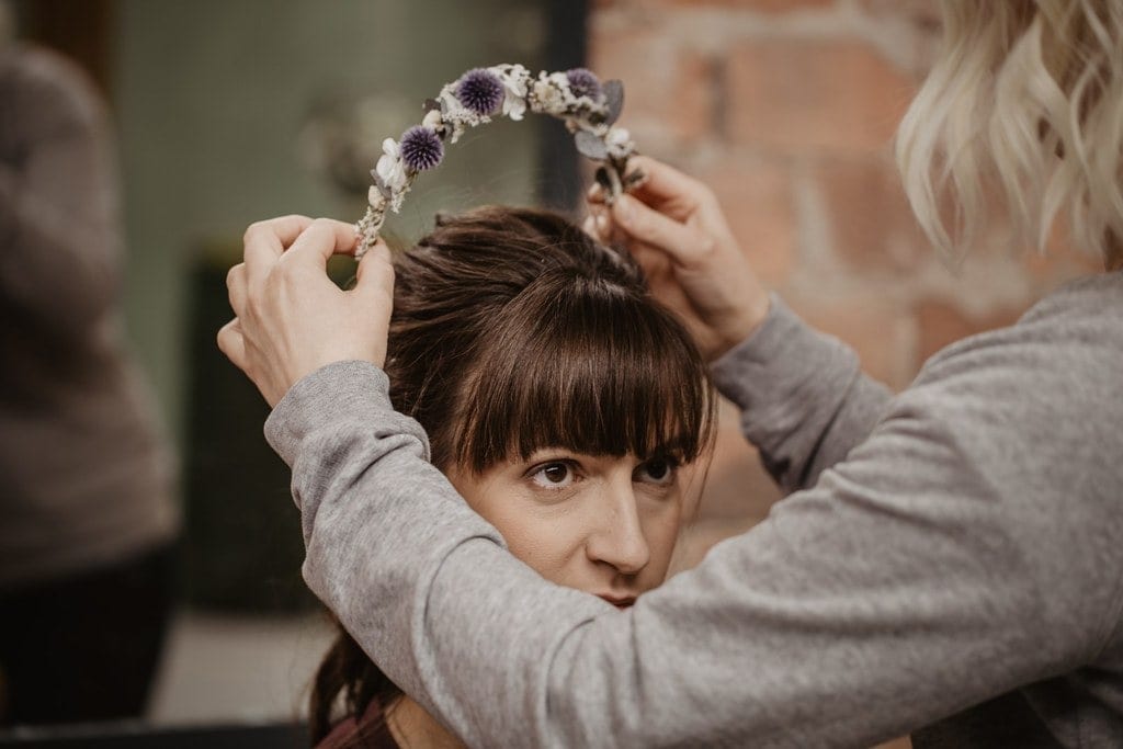 Headband de mariage Céleste en fleurs séchées et stabilisées - Les Fleurs Dupont - Mariage Industriel - Fanny Ingold