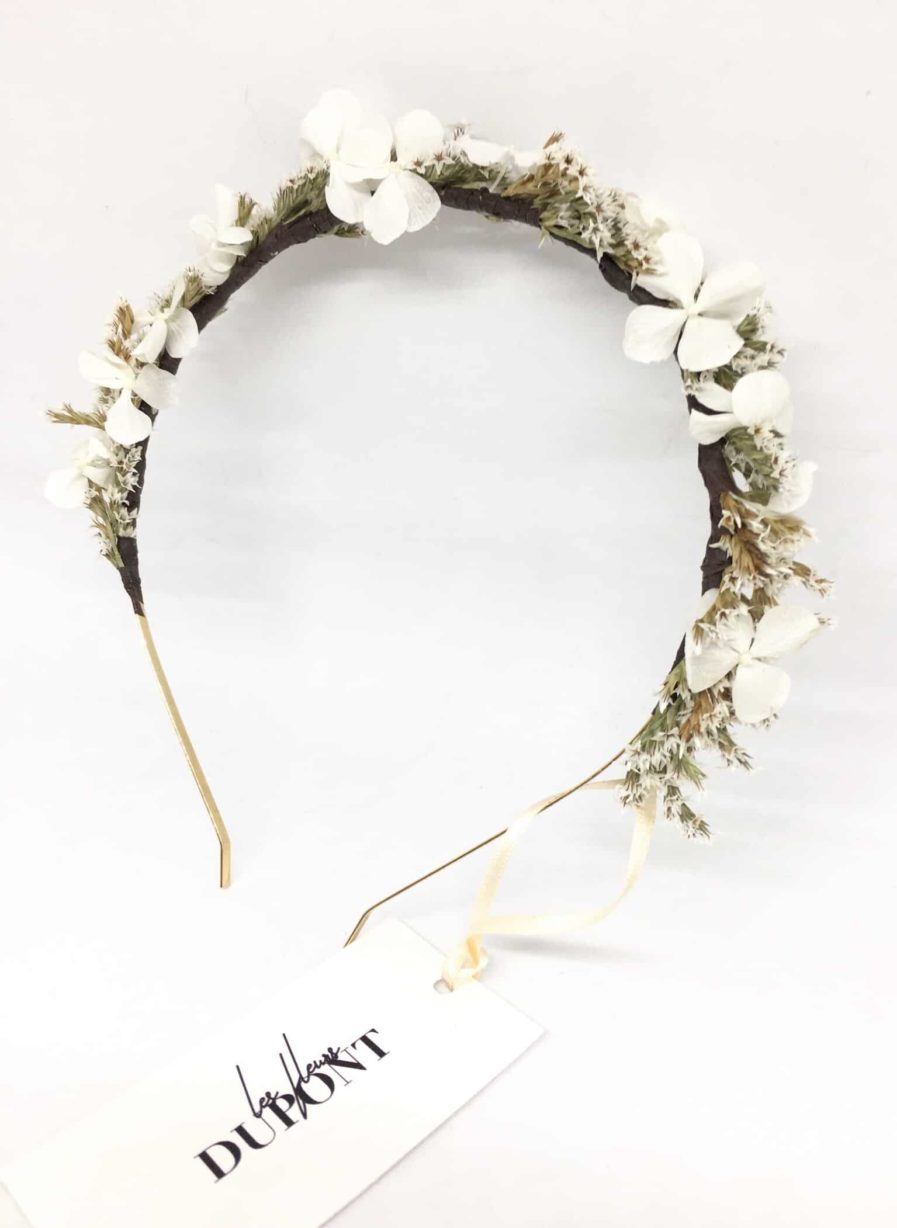 Headband de mariage Aster - Serre-tête en fleurs séchées et stabilisées - Collection 2018