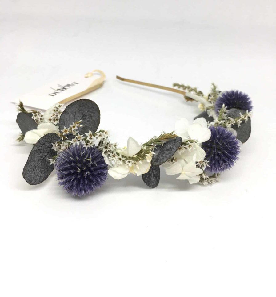 Headband de fleurs Céleste - Collection Couture - Fleurs Dupont - Accessoires de mariage - Tons bleu et ivoire