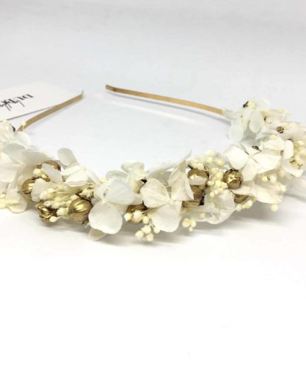 Headband de mariage Aura - Accessoires en fleurs séchées et stabilisées