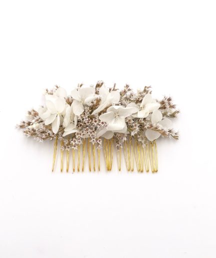 Peigne de mariée Aster en fleurs séchées - Les Fleurs Dupont