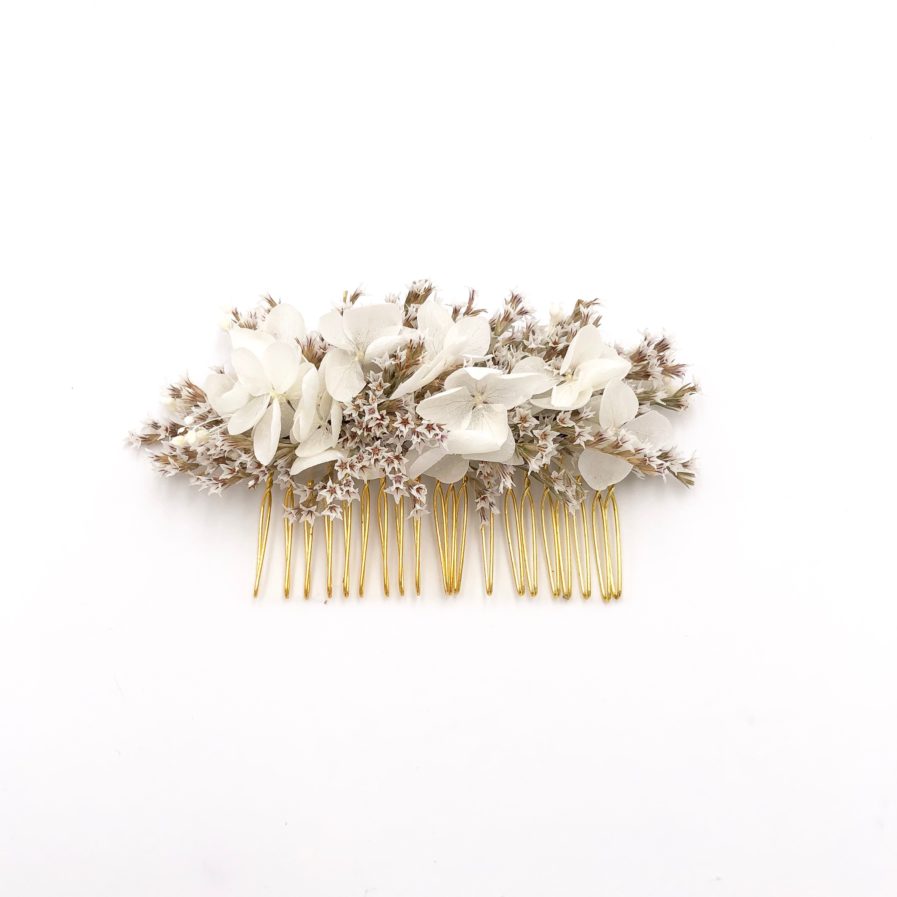 Peigne de mariée Aster en fleurs séchées - Les Fleurs Dupont