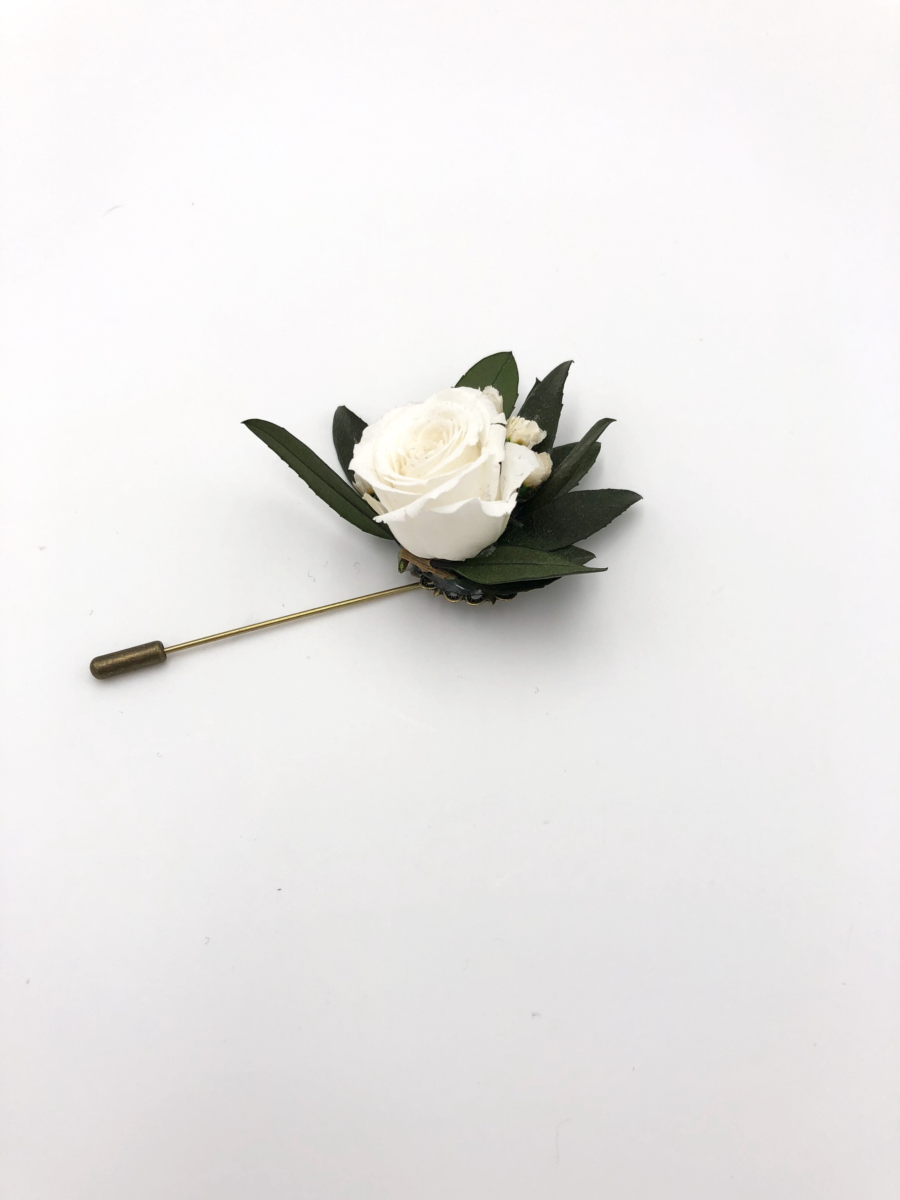 Boutonnière Fleur Pivoine Blanche - Accessoire Mariage, Bal, Fait Main, Neuve Avec étiquette