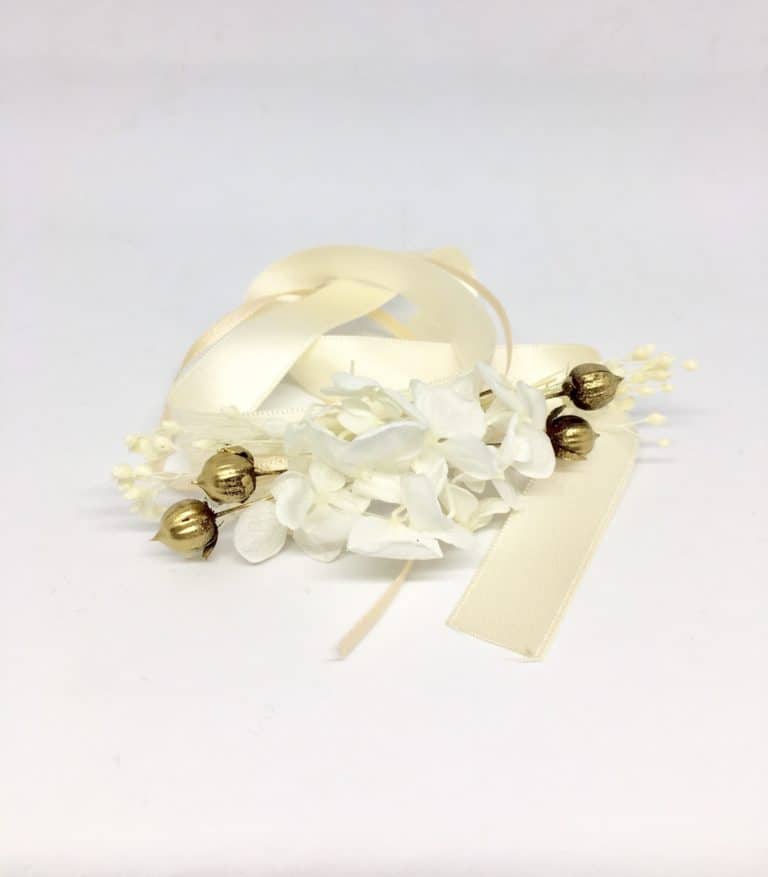 bracelet de demoiselles d'honneur Aura - Accessoire pour demoiselles d'honneur en fleurs séchées et stabilisées - Collection Couture