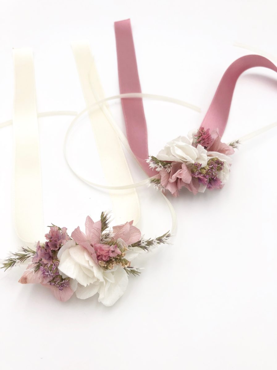 Bracelet en fleurs séchées Lilla - Mariage champêtre romantique