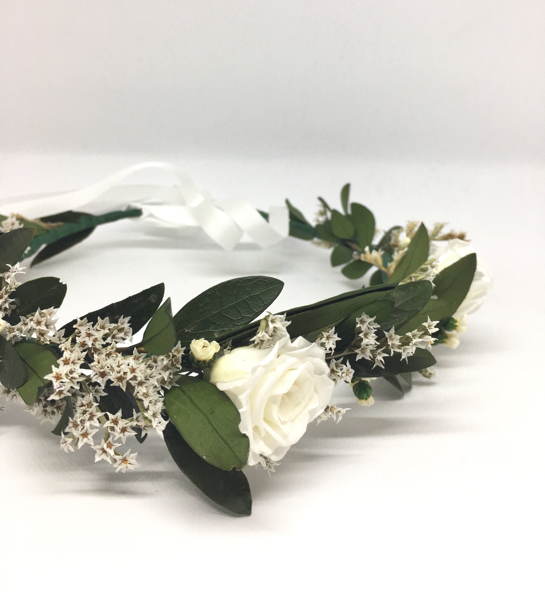 CABODYALS Serre-Tête Perles Blanches Et Argentées Style Bohème - Accessoire Mariage Et Soirée Élastique