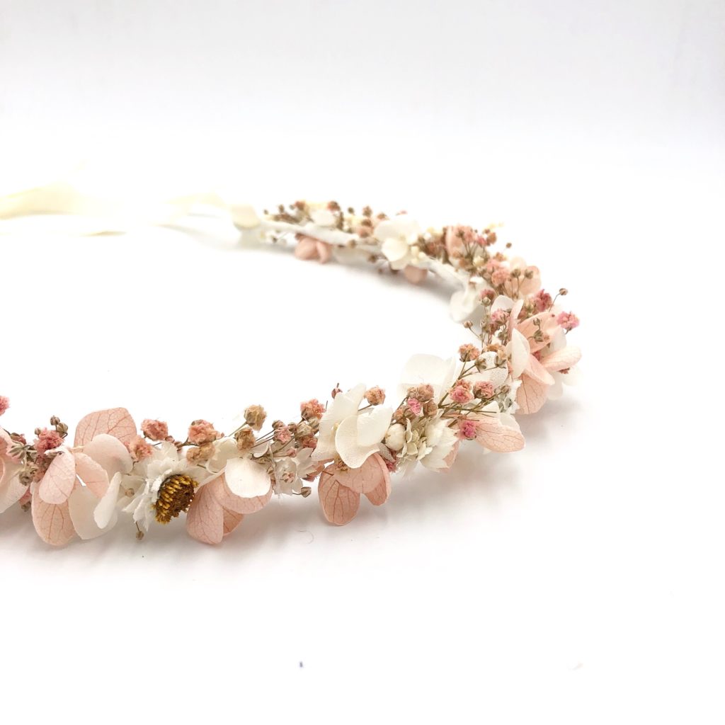 Couronne de fleurs Candi aux tons roses