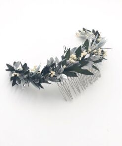 Peigne de mariée Turquin long en fleurs stabilisées - Les Fleurs Dupont - Collection Orichalque