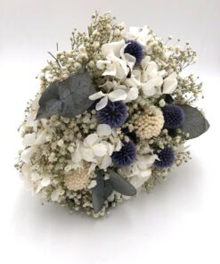 Bouquet de la mariée en fleurs séchées Céleste - Eucalyptus et echinops