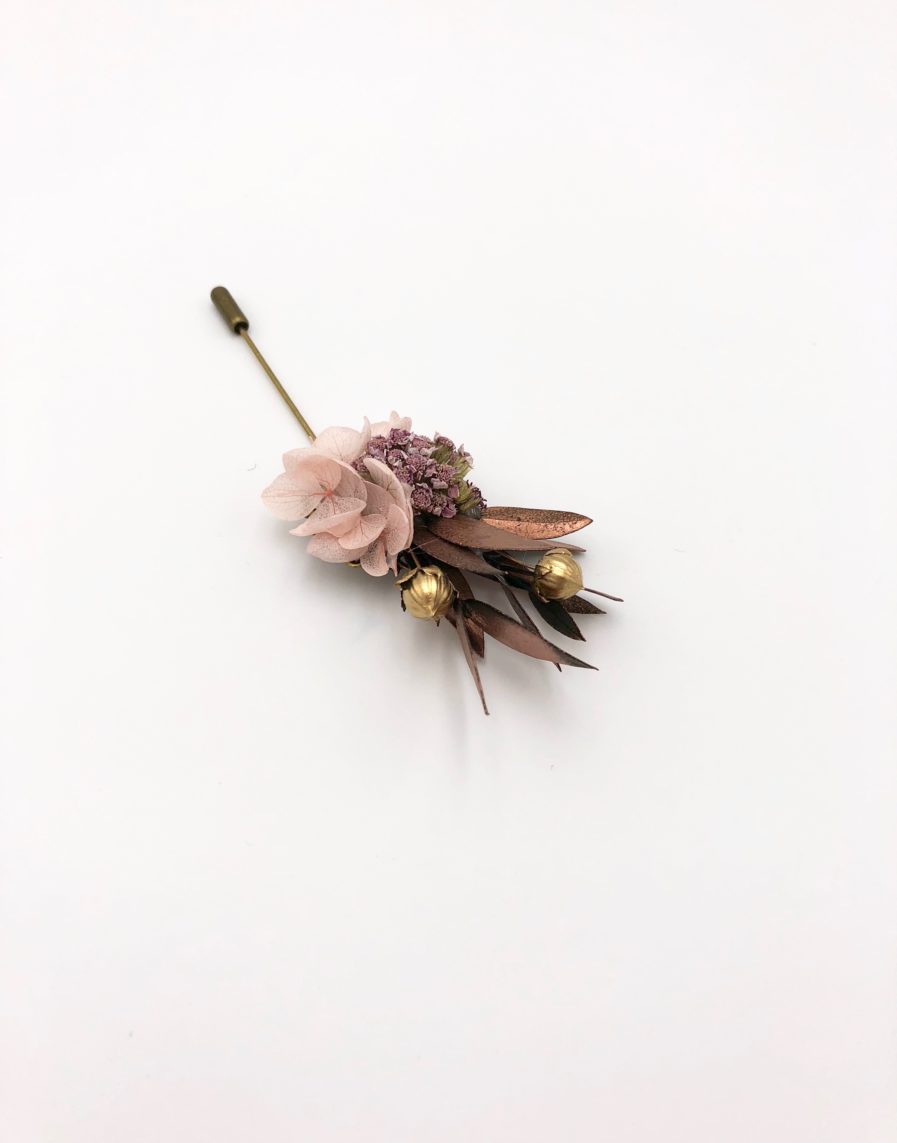 Boutonnière broche Phyra - Les Fleurs Dupont - Tons cuivrés