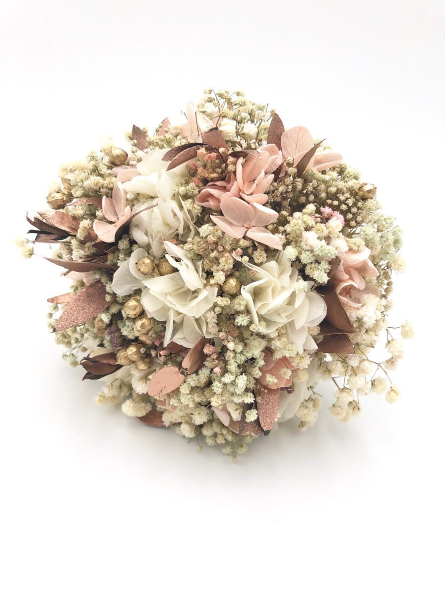 Bouquet de la mariée en fleurs séchées Phyra - Tons rose et cuivre