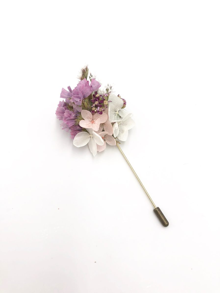Boutonnière de marié en fleurs séchées Lilla - Collection ROmantique