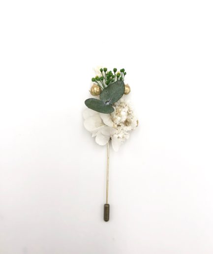 Boutonnière broche Minthé en fleurs séchées