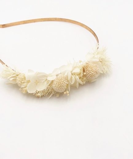 Headband mini Nimbe en fleurs stabilisées blanches