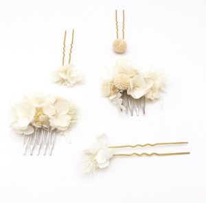 Set peigne et pics Nimbe en fleurs stabilisées