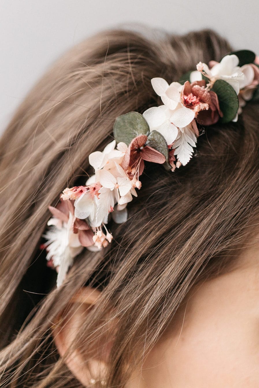 Headband en fleurs stabilisées Tourmaline pour la mariée