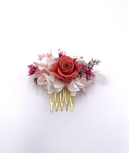 Peigne en fleurs mini Grenat pour la mariée