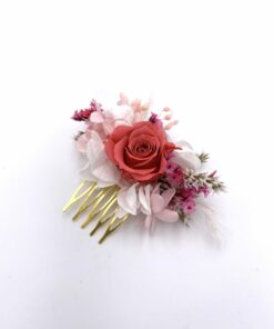 Peigne en fleurs mini Grenat pour la mariée