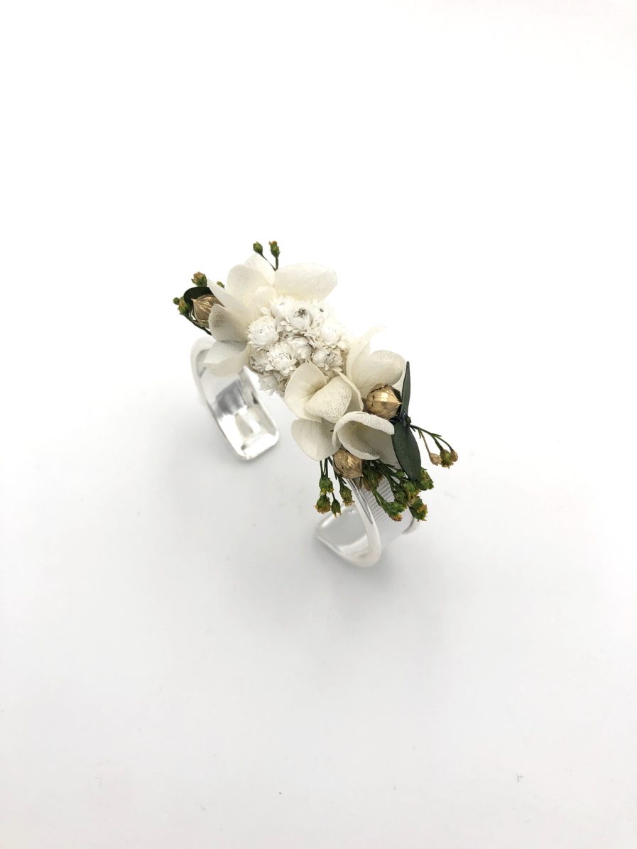 Bracelet jonc en fleurs séchées Minthé