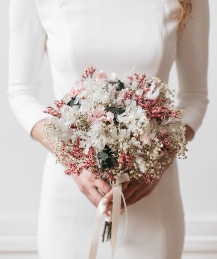 Bouquet de la mariée en fleurs stabilisées Tourmaline