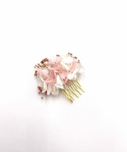 Peigne en fleurs stabilisées roses Candi mini pour la mariée