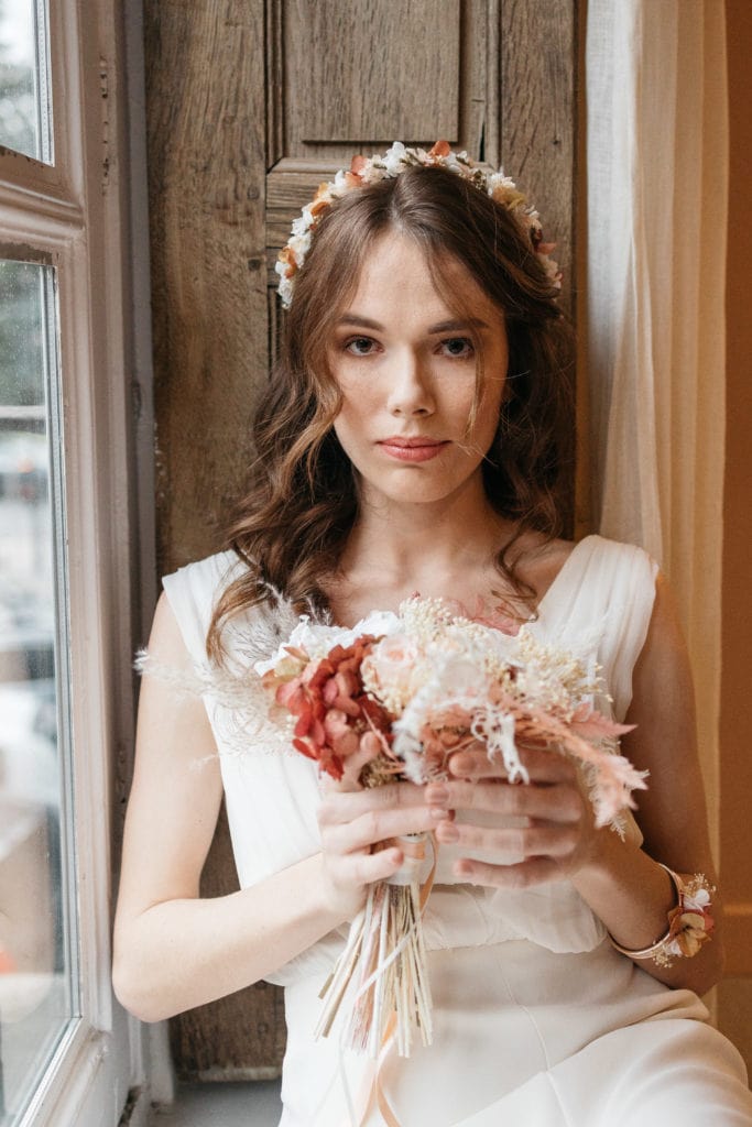Bouquet de la mariée Blush en fleurs stabilisées