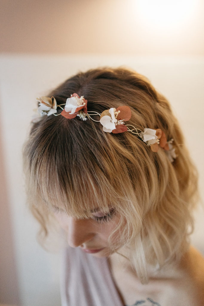 Demie-couronne en fleurs stabilisées Blush