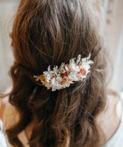 Peigne en fleurs stabilisées Blush pour la mariée romantique