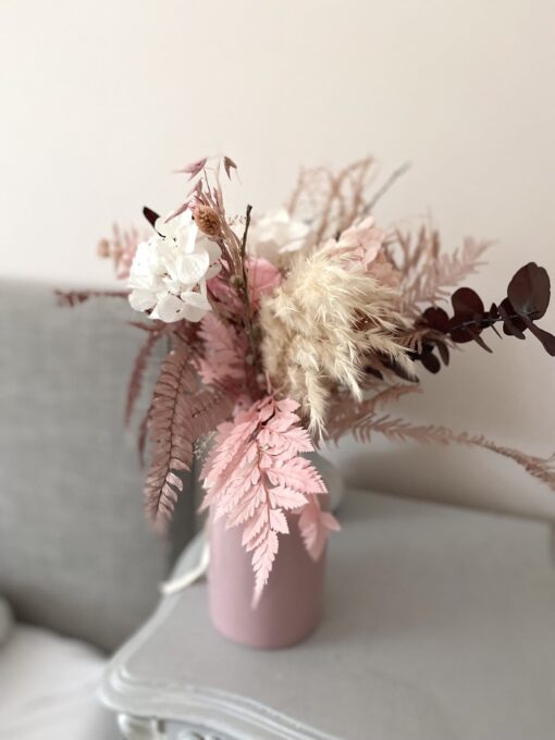 Bouquet de décoration Chérie en fleurs stabilisées et séchées roses